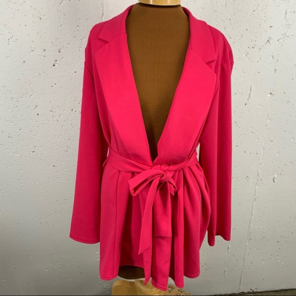 ASOS size 14 Pink Open Tie Front Blazer Jacket READ